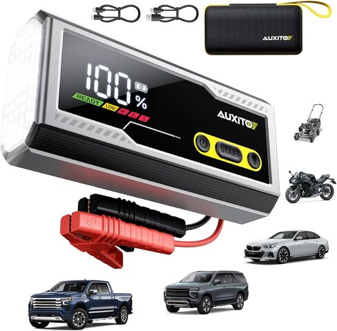 AUXITO 6000A Jump Starter، بطارية سيارة 12 فولت، محرك ديزل 12 لتر مع شاشة LED، صندوق قفز محمول مع 3 أوضاع مصباح يدوي وكابل قافز، حقيبة تخزين in Saudi Arabia