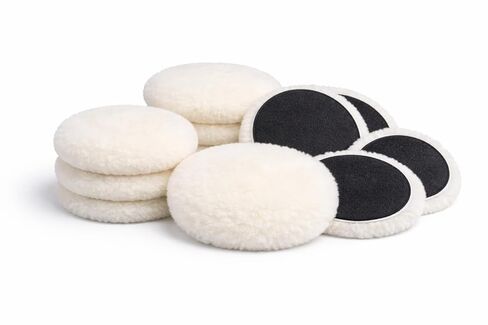 Lambs Wool Polishing Pads Sheepskin Buffing Pads with Hook and Loop Cutting Pad (4 Pack, 7Inch) in Kuwait