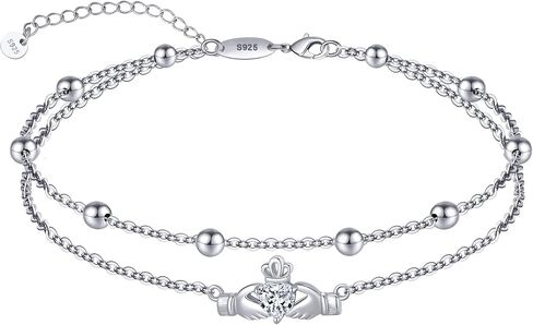 Anklet for Women S925 Sterling Silver Adjustable Foot Charm Ankle Bracelet Anklets Jewelry 9.5-10.5 Inches in Saudi Arabia