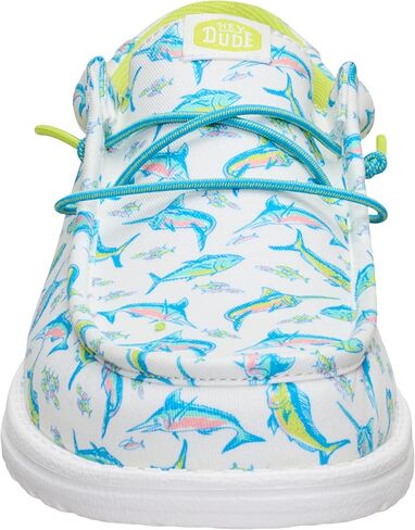 HEYDUDE Men's Wally Bluewater White Size 10 Slip-On Shoes, Lightweight Breathable Canvas with Slip-Resistant Traction for Daily Wear in Saudi Arabia
