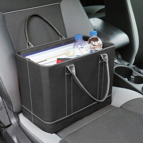 حقيبة تنظيم الملفات الأنيقة من هوم ديستركت - حقيبة تنظيم المستندات المهمة، صندوق ملفات محمول بمقبض، أسود in Kuwait