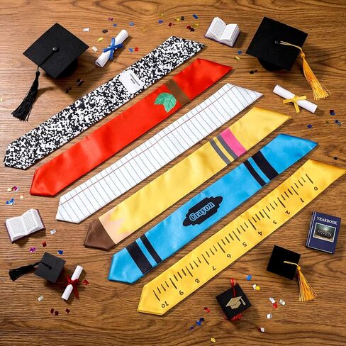 Hercicy 6 Pcs Teacher Graduation Stole Class of 2026 Teacher Graduation Sash Gift Pencil Apple Crayon Composition Notebook Ruler College Grad Sashes in Saudi Arabia