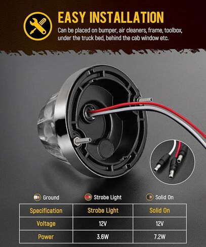 Partsam 2Pcs Glass Lens Watermelon Strobe Lights, Amber LED Turn Signal Marker Light Suitable for 10-30V Vehicles, Semi Trucks, Trucks, Pickup, Off-road, Aluminum Alloy Base，IP65 Waterproof in Saudi Arabia