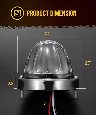 Partsam 2Pcs Glass Lens Watermelon Strobe Lights, Amber LED Turn Signal Marker Light Suitable for 10-30V Vehicles, Semi Trucks, Trucks, Pickup, Off-road, Aluminum Alloy Base，IP65 Waterproof in Saudi Arabia