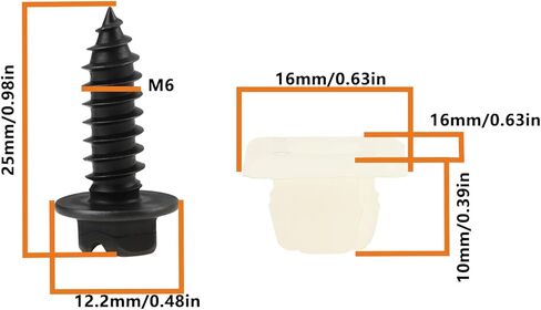 8 Sets Car License Plate Screw Kit M6x25mm Carbon Steel Zinc Plated with Nylon Base for Car Truck Motorcycle License in Saudi Arabia