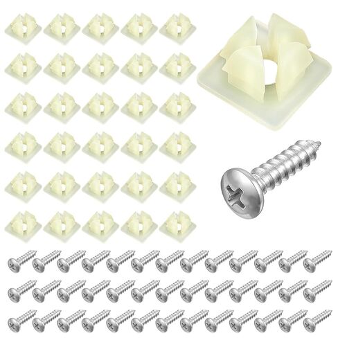 30 Set License Plate Screw Inserts,License Plate Mounting Kit Stainless Steel Screws Nylon Inserts Fastener Set Bracket Clip Fasteners for Cars Trucks Motorcycles Frames in Saudi Arabia