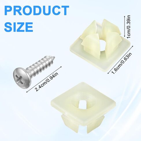 30 Set License Plate Screw Inserts,License Plate Mounting Kit Stainless Steel Screws Nylon Inserts Fastener Set Bracket Clip Fasteners for Cars Trucks Motorcycles Frames in Saudi Arabia