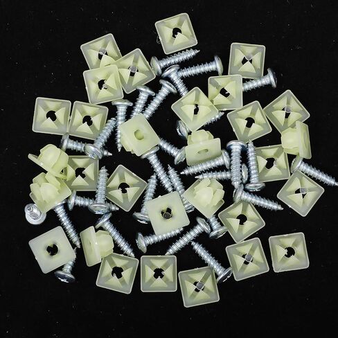 30 Set License Plate Screw Inserts,License Plate Mounting Kit Stainless Steel Screws Nylon Inserts Fastener Set Bracket Clip Fasteners for Cars Trucks Motorcycles Frames in Saudi Arabia
