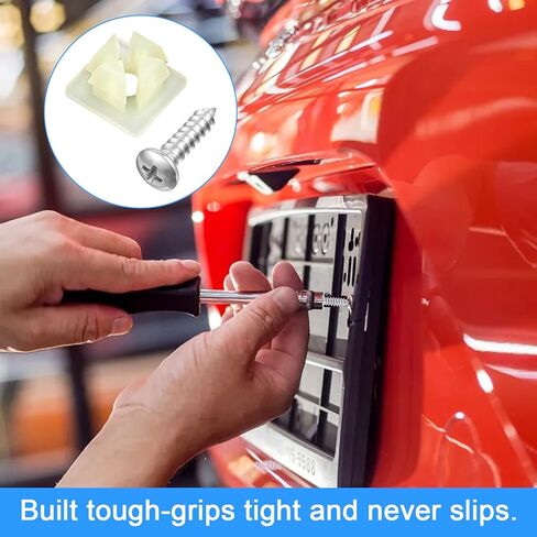 30 Set License Plate Screw Inserts,License Plate Mounting Kit Stainless Steel Screws Nylon Inserts Fastener Set Bracket Clip Fasteners for Cars Trucks Motorcycles Frames in Saudi Arabia