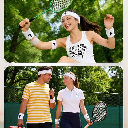 5 Pcs Cross Sweatband Set Sports Bicep Bands Headband and Wristband Set Cross Grip Socks Religious Wicking Athletic Sport Accessories for Men Women Football Baseball Sports Activities in Saudi Arabia