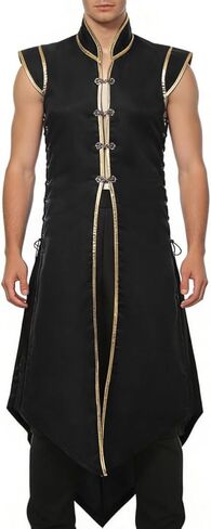 سترة فايكنغ طويلة للرجال من العصور الوسطى من عصر النهضة بدون أكمام تونيك تابارد نايت زي تنكري in Kuwait