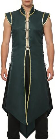 Men’s Medieval Viking Long Vest Renaissance Sleeveless Tunic Tabard Knight Cosplay Costume in Saudi Arabia