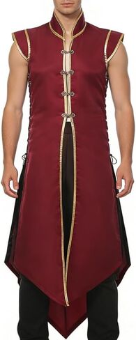 Men’s Medieval Viking Long Vest Renaissance Sleeveless Tunic Tabard Knight Cosplay Costume in Saudi Arabia