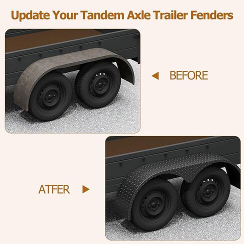 2Pcs 66" x 9.1" x 20" Tandem Round Trailer Fenders, Steel Tandem Trailer Fender Double Axle Compatible with 13-15 Inch Wheels in Kuwait
