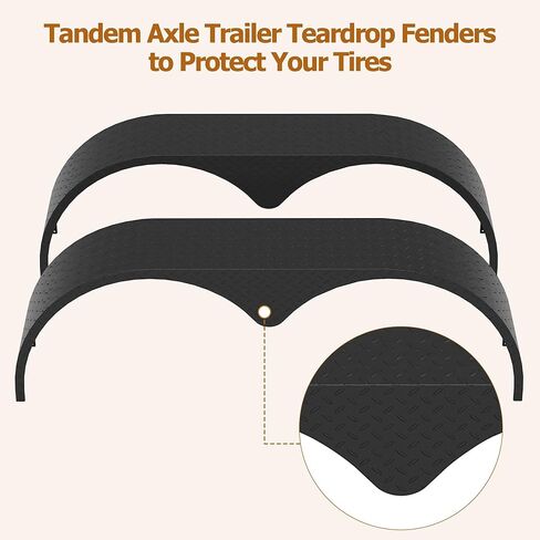 2Pcs 66" x 9.1" x 20" Tandem Round Trailer Fenders, Steel Tandem Trailer Fender Double Axle Compatible with 13-15 Inch Wheels in Kuwait