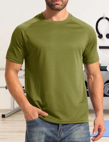 Mens Athletic T-Shirts Moisture Wicking Running Workout Shirt Short Sleeve Gym Tops Lightweight Crew Neck 2025 in Saudi Arabia