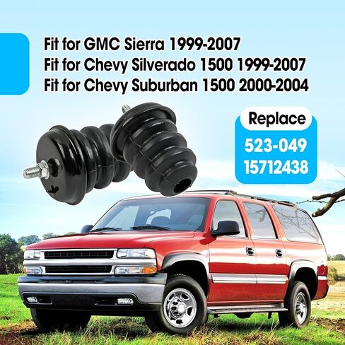 قطعتان من توقفات الصدمات الخلفية السوداء تحل محل 15712438 523-049 متوافقة مع Chevy Silverado 1500 1999-2007 GMC Sierra 1999-2007 Chevy Suburban 1500 2000-2004، مصد المحور الخلفي in Kuwait