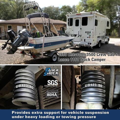 سدادة مطاطية طبيعية مقترنة لـ RAM ProMaster 1500/2500 / 3500 | نظام تعزيز التعليق | سعة 9000 رطل عند ضغط 50% (7 بوصة × 10 بوصة، UB1223-80) in Kuwait