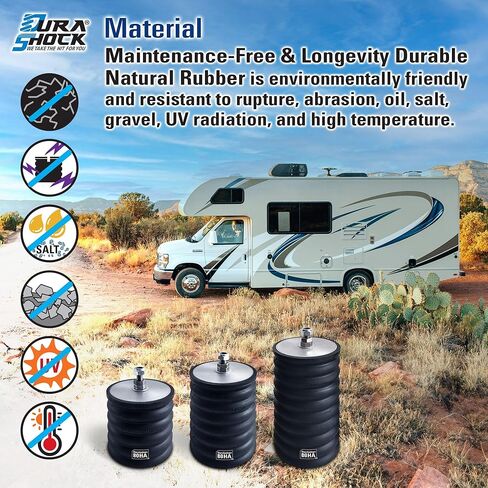 سدادة مطاطية طبيعية مقترنة لـ RAM ProMaster 1500/2500 / 3500 | نظام تعزيز التعليق | سعة 9000 رطل عند ضغط 50% (7 بوصة × 10 بوصة، UB1223-80) in Kuwait