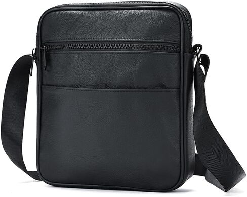 NIUCUNZH Genuine Leather Men's Crossbody Shoulder Bag Black Small Purse Messenger Satchel for Work Business Travel in Saudi Arabia
