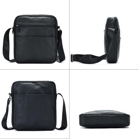 NIUCUNZH Genuine Leather Men's Crossbody Shoulder Bag Black Small Purse Messenger Satchel for Work Business Travel in Kuwait