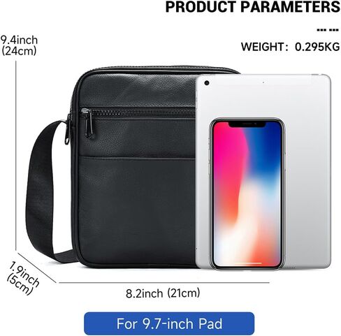 NIUCUNZH Genuine Leather Men's Crossbody Shoulder Bag Black Small Purse Messenger Satchel for Work Business Travel in Saudi Arabia