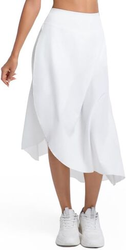 Plus Size Women's High Waist Wrap Skirt with Shorts Slit Ruffle Maxi Skirt Asymmetric Skort Flowy Skirts with Pockets in Saudi Arabia