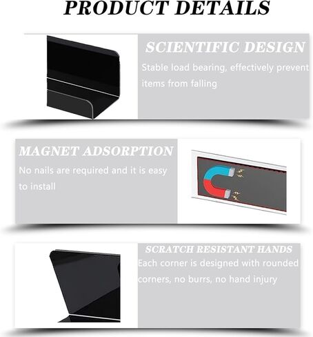 2 Pack Super Magnetic Book Shelf Floating Bookshelves for Refrigerators，Whiteboards and Folders 17 Inch Clear Magnetic Shelf Holds 12 Lbs in Saudi Arabia