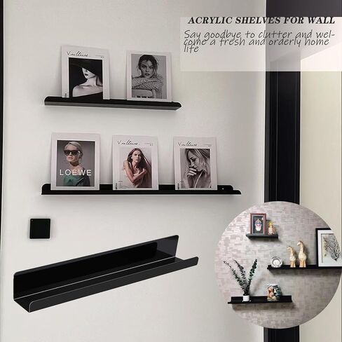 2 Pack Super Magnetic Book Shelf Floating Bookshelves for Refrigerators，Whiteboards and Folders 17 Inch Clear Magnetic Shelf Holds 12 Lbs in Saudi Arabia