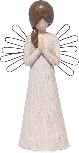 Hodao 8.9inch Resin Praying Angel Sculpture Figurine for Gifts Home Decoration Praying commemorating Angel Statue, exquisitely Carved and Hand-Painted Characters (Praying) in Kuwait