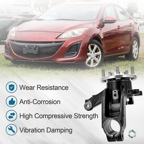 BBM2-33-031C 686-381 Front Driver Side Steering Knuckle compatible with Mazda 3 2010-2013 LH Front Left Side Steering Knuckle Replace# BBM233031C BBM2-33-031 BBM233031 in Kuwait