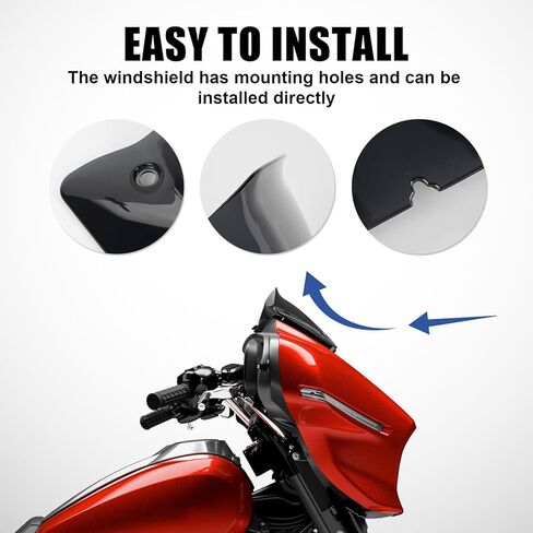 فاصل الرياح للزجاج الأمامي المموج مقاس 5 بوصات من psler لـ CVO Street Glide FLHXSE، Street Glide FLHX 2023 2024 (أسود) in Kuwait