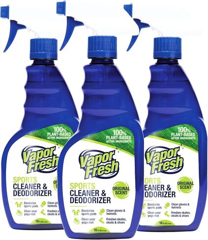 Vapor Fresh Sports Cleaner and Deodorizer - For Boxing Gloves, Sports Pads, Helmets, Gym Bags, Gym Equipment and More - Naturally Powered By Plants, 16 Fl Oz (3-Pack) in Kuwait