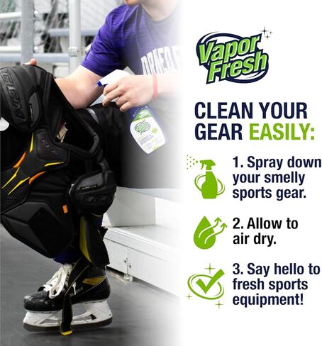 Vapor Fresh Sports Cleaner and Deodorizer - For Boxing Gloves, Sports Pads, Helmets, Gym Bags, Gym Equipment and More - Naturally Powered By Plants, 16 Fl Oz (3-Pack) in Kuwait