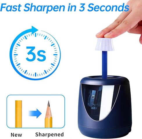 Battery-Powered Electric Pencil Sharpener, (Includes 2 Replacement Blades and 1 Cartoon Sticker) Suitable for Children, Classrooms, Offices, and Homes. Suitable for 6-8mm No. 2/Colored Pencils. in Saudi Arabia