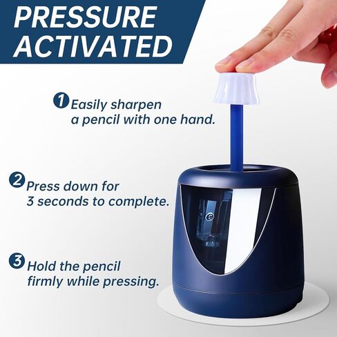 Battery-Powered Electric Pencil Sharpener, (Includes 2 Replacement Blades and 1 Cartoon Sticker) Suitable for Children, Classrooms, Offices, and Homes. Suitable for 6-8mm No. 2/Colored Pencils. in Saudi Arabia