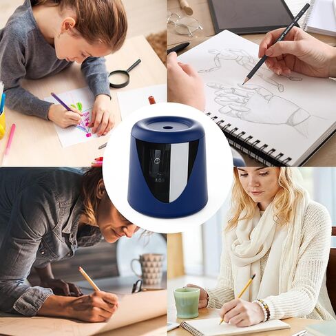 Battery-Powered Electric Pencil Sharpener, (Includes 2 Replacement Blades and 1 Cartoon Sticker) Suitable for Children, Classrooms, Offices, and Homes. Suitable for 6-8mm No. 2/Colored Pencils. in Saudi Arabia