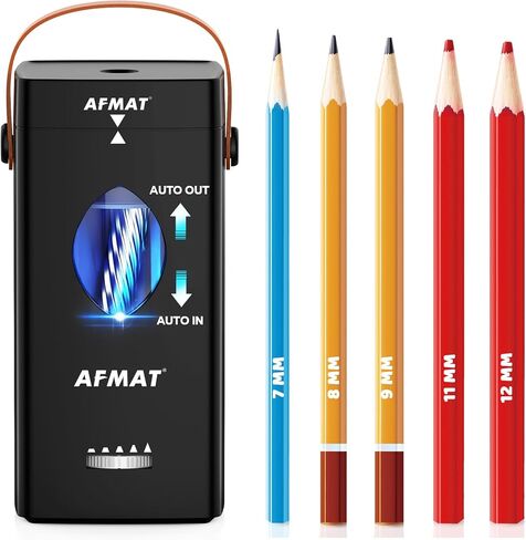AFMAT Electric Pencil Sharpener, Fully Automatic Pencil Sharpener for 6-12mm No.2/Jumbo Pencils, Auto in & Out, 5 Sharpness Modes, Rechargeable Heavy Duty Sharpeners for Classroom/Home/Office PSC7 in Saudi Arabia