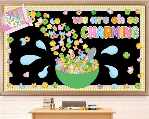 ZOIIWA St. Patrick's Day Bulletin Board Decoration St. Patrick's Charms Bulletin Board We are Oh So Charming Cutouts for March Irish Holiday Party School Home Office Chalkboard Wall Decor(St Patricks) in Saudi Arabia
