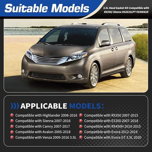 مجموعة حشية الرأس متوافقة مع RX350 Sienna Camry Highlander 3.5L 2005-2020، استبدل HS26321PT VS50682R in Kuwait