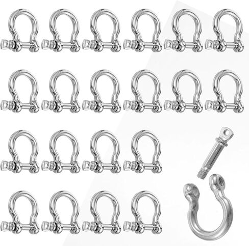 20 PCS Stainless Steel M6 Screw Shackle 1/4 Inch Chain Shackle Small Bow Shackles Clevis Heavy Duty Screw Pin Shackles for Anchor, Towing, Off Road Recovery in Saudi Arabia