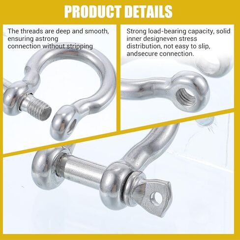 20 PCS Stainless Steel M6 Screw Shackle 1/4 Inch Chain Shackle Small Bow Shackles Clevis Heavy Duty Screw Pin Shackles for Anchor, Towing, Off Road Recovery in Saudi Arabia