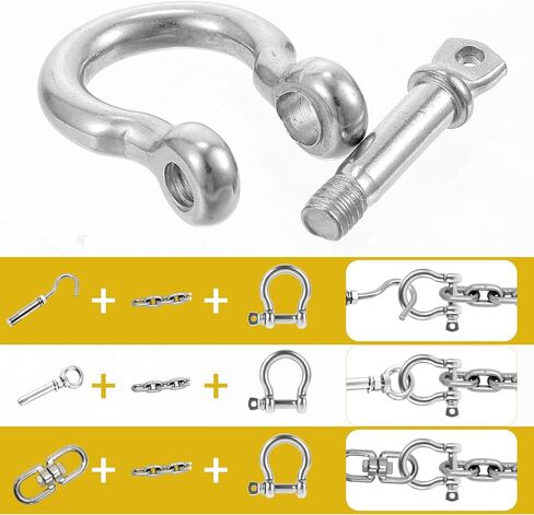 20 PCS Stainless Steel M6 Screw Shackle 1/4 Inch Chain Shackle Small Bow Shackles Clevis Heavy Duty Screw Pin Shackles for Anchor, Towing, Off Road Recovery in Saudi Arabia