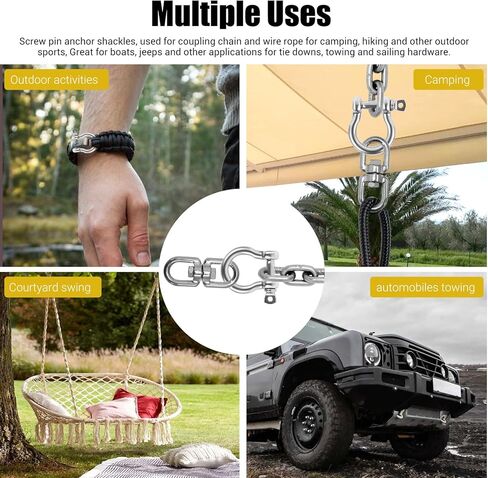20 PCS Stainless Steel M6 Screw Shackle 1/4 Inch Chain Shackle Small Bow Shackles Clevis Heavy Duty Screw Pin Shackles for Anchor, Towing, Off Road Recovery in Saudi Arabia
