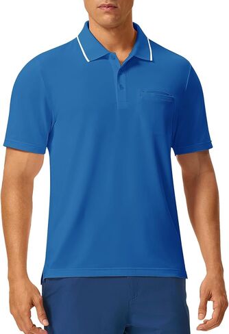 Rdruko Men's Polo Shirts with Pocket Short Sleeve Dry Fit Collared Golf Tennis T Shirts in Saudi Arabia