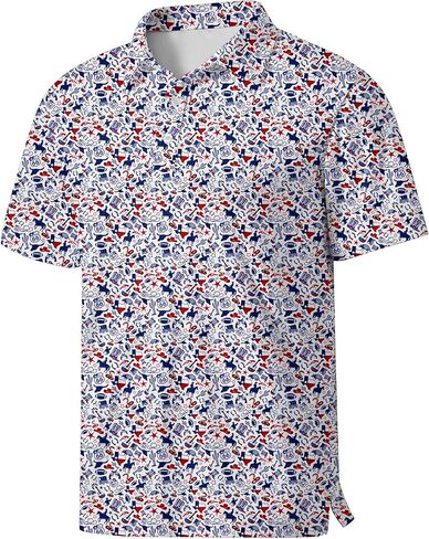 قمصان جولف رجالية ماصة للرطوبة، سريعة الجفاف، أداء مضحك، قميص بولو للجولف، قمصان بولو بأكمام قصيرة مطبوعة in Kuwait