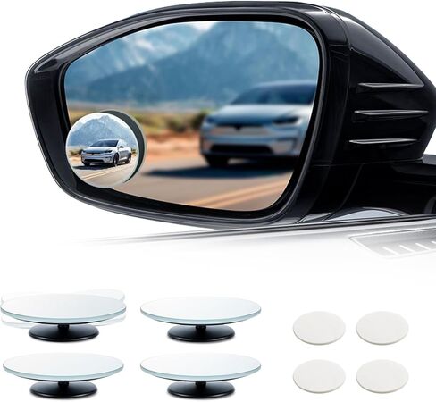 Blind Spot Mirrors, 360° Adjustable Frameless Convex Mirror for Cars, Trucks & SUVs, Wide Angle Exterior Rear View Mirror Accessories, Easy Install HD Glass Anti-Glare Safety Mirro Pack of 4 in Saudi Arabia