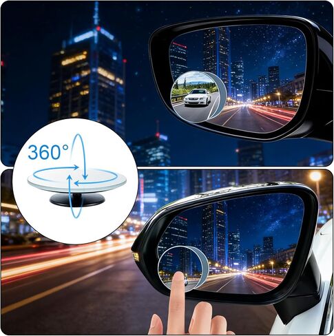 Blind Spot Mirrors, 360° Adjustable Frameless Convex Mirror for Cars, Trucks & SUVs, Wide Angle Exterior Rear View Mirror Accessories, Easy Install HD Glass Anti-Glare Safety Mirro Pack of 4 in Saudi Arabia