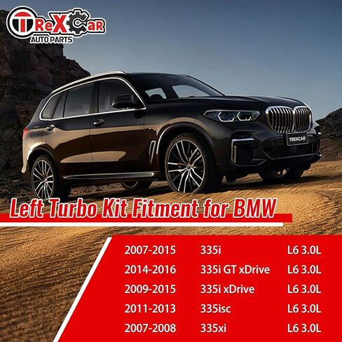 شاحن توربيني ذو موضع يسار توربو لـ 2006-2011 BMW 135i 335i E82 E88 محرك 550HP TD04-17T N54 مع عجلة ضاغط البليت JD Series 49131-07041 in Kuwait