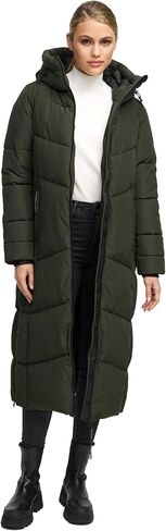 Marikoo Women's Extra Long Quilted Winter Coat with Hood - Waterproof Zippers - Wind-Resistant - Firella XVI S-6XL in Kuwait